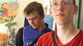 Gavin and Olly check out the machinery in the Ulriksbanen Cable Car station not far from the hostel, 3.1 miles into the ride from Bergen station
